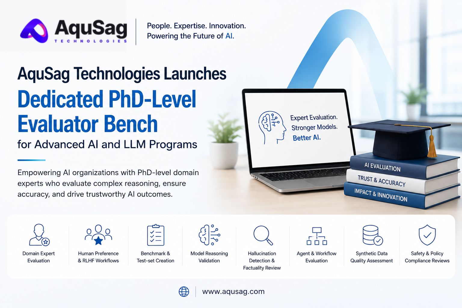AquSag Technologies PhD-level AI evaluator bench for advanced AI and LLM evaluation services