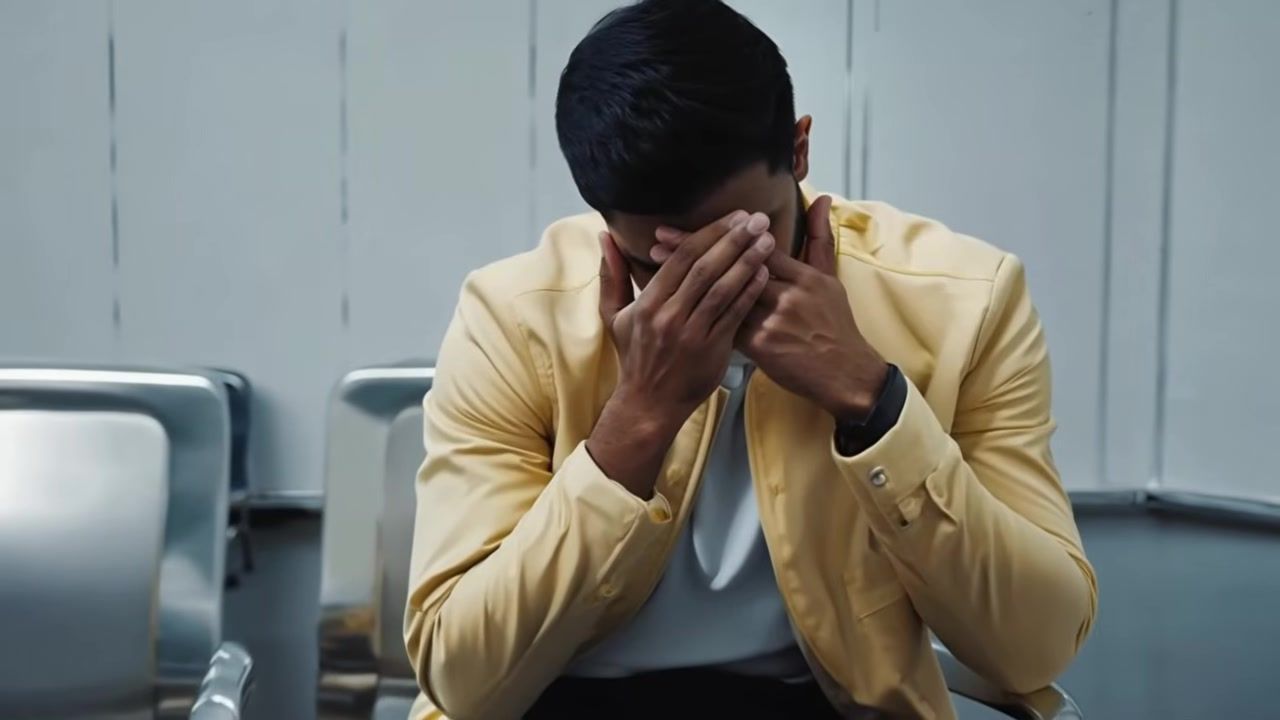 Nguoi dan ong che mat bang hai tay, khung hinh tu video Una obra de teatro