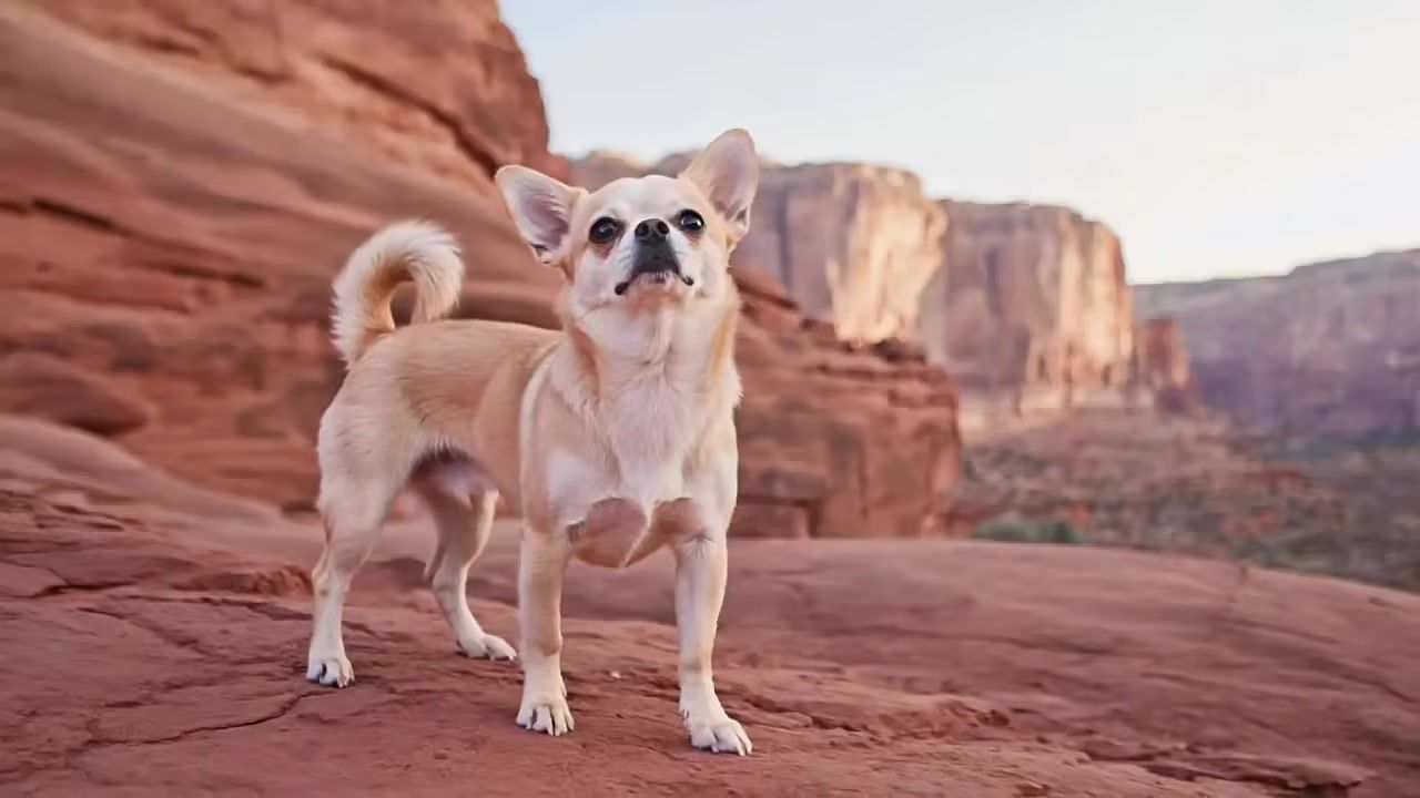 Chihuahua on red sandstone, frame from the Chihuahua music video