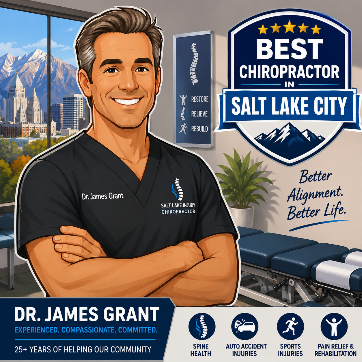 #BestChiropractorInSaltLakeCity #DrJamesGrant #SaltLakeInjuryChiropractor #PainRelief #AutoAccidentRecovery #SpinalHealth #ChiropracticCare