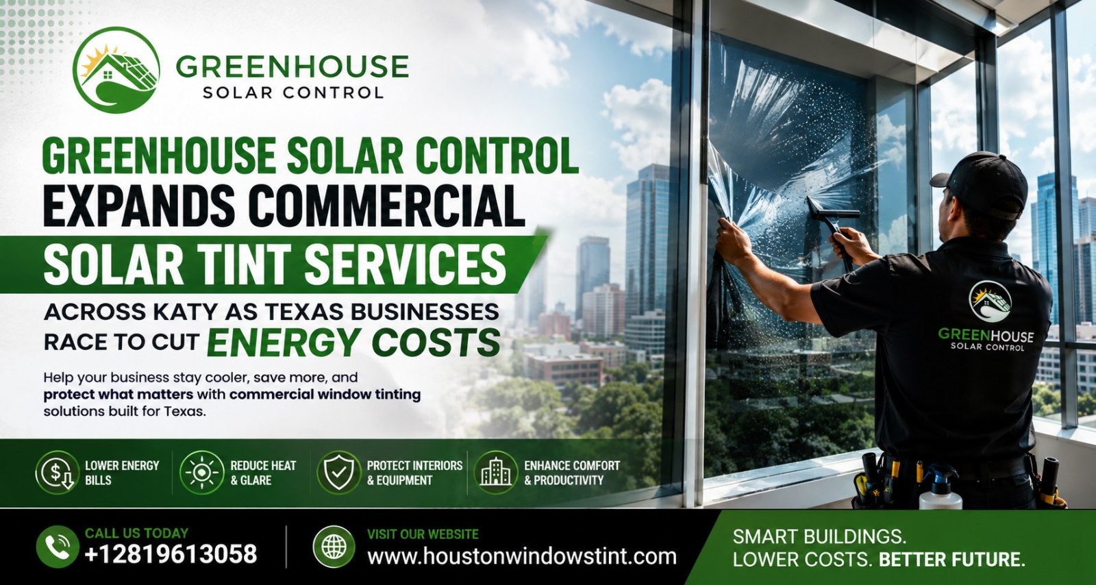 Greenhouse Solar Control Expands Commercial Solar Tint Services Across Katy as Texas Businesses Race to Cut Energy Costs