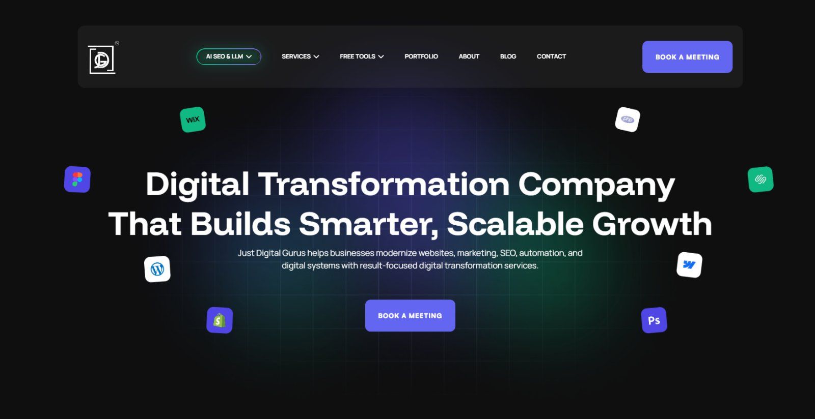 Just Digital Gurus digital services including web development, SEO, and digital marketing