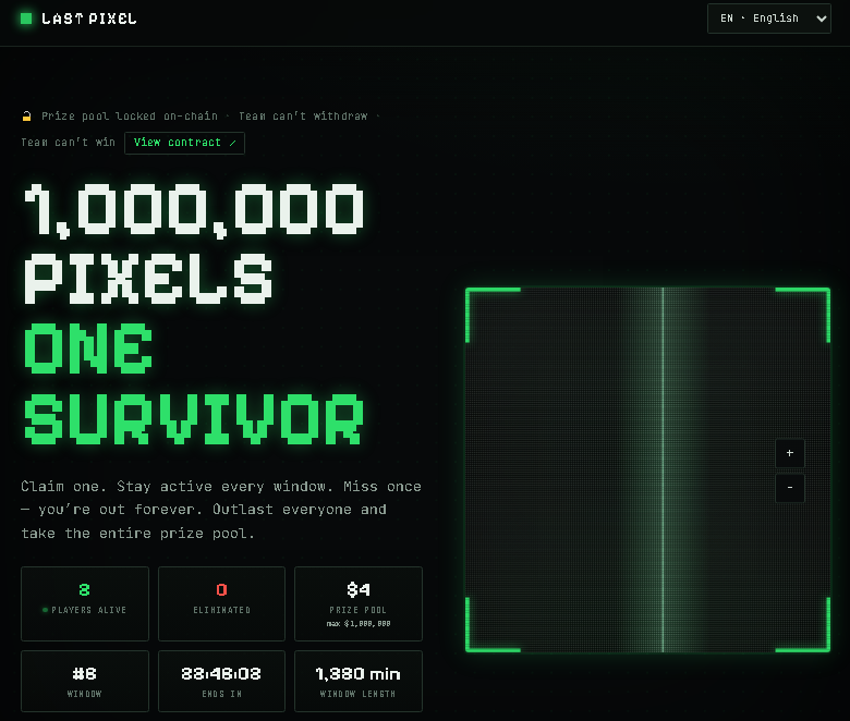 Last Pixel Launches a Live "Marathon of Persistence" on Base Where the Last Player Standing Wins Up to $1,000,000