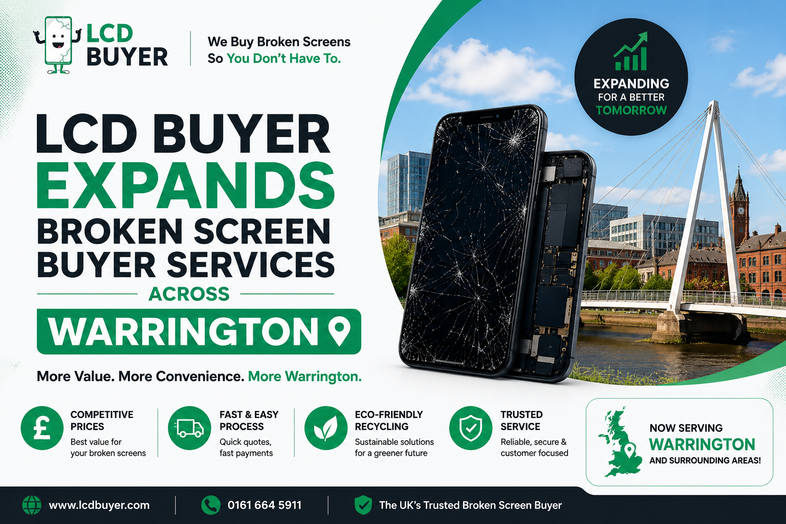 LCD Buyer Expands Broken Screen Buyer Services Across Warrington