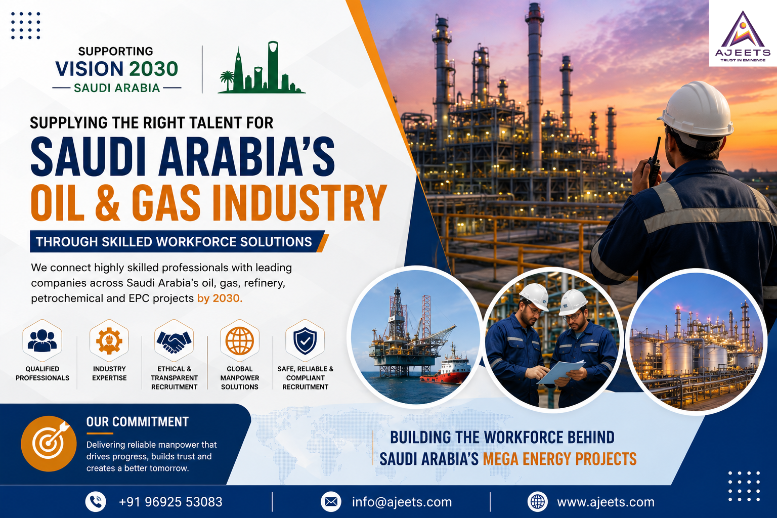 AJEETS supporting Saudi Arabia Vision 2030 with skilled overseas oil and gas workforce recruitment solutions