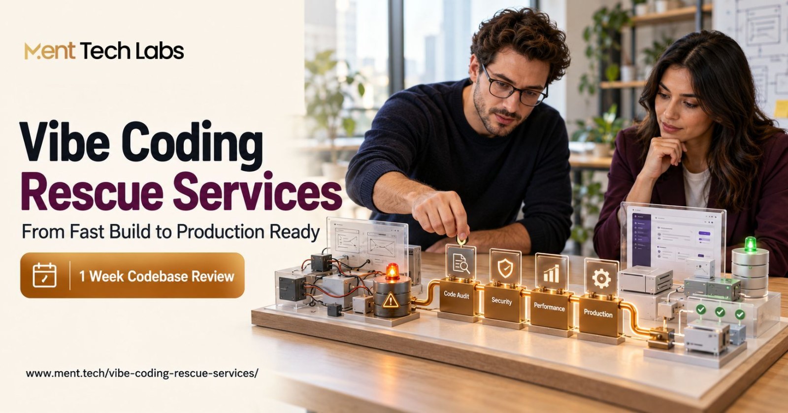 Ment Tech Labs helps founders strengthen vibe coded products through code auditing, security fixes, performance improvements and production hardening.