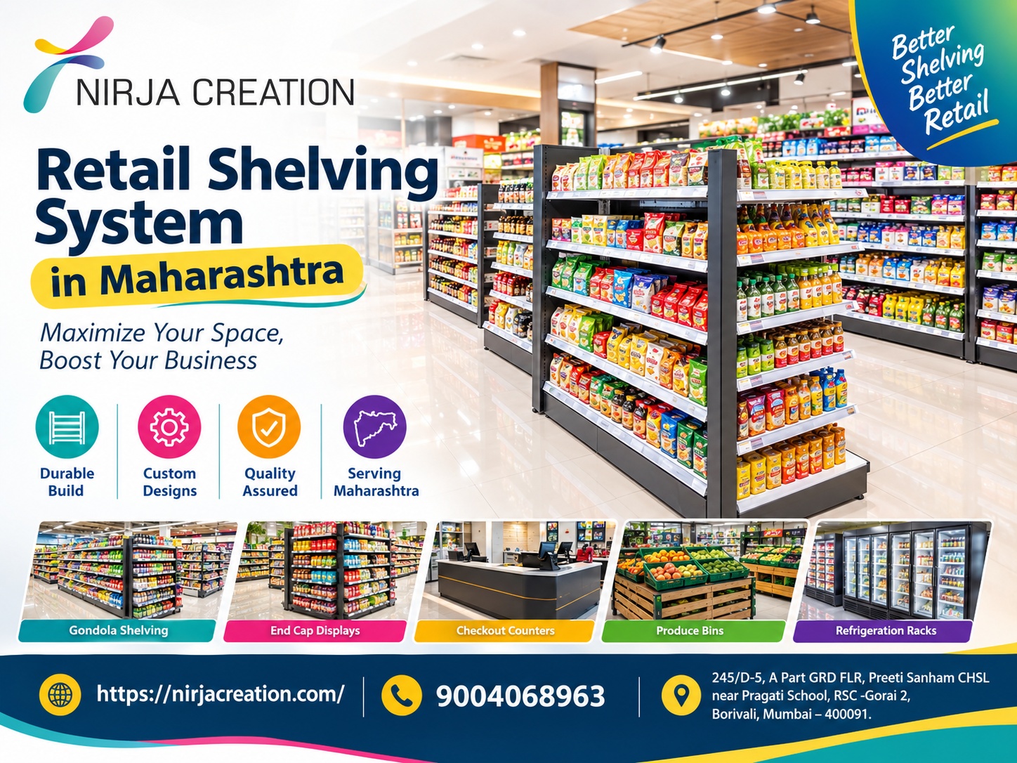 Retail shelving system in Maharashtra by Nirja Creation