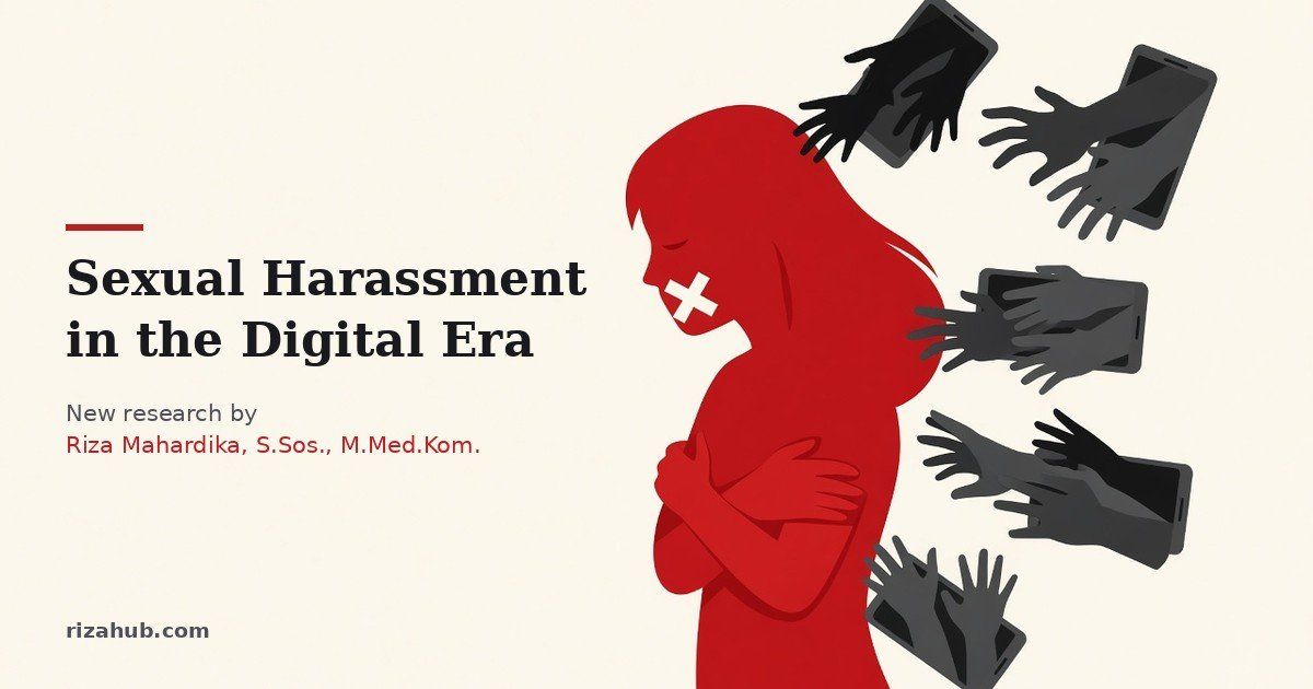 Illustration titled Sexual Harassment in the Digital Era, new research by Riza Mahardika
