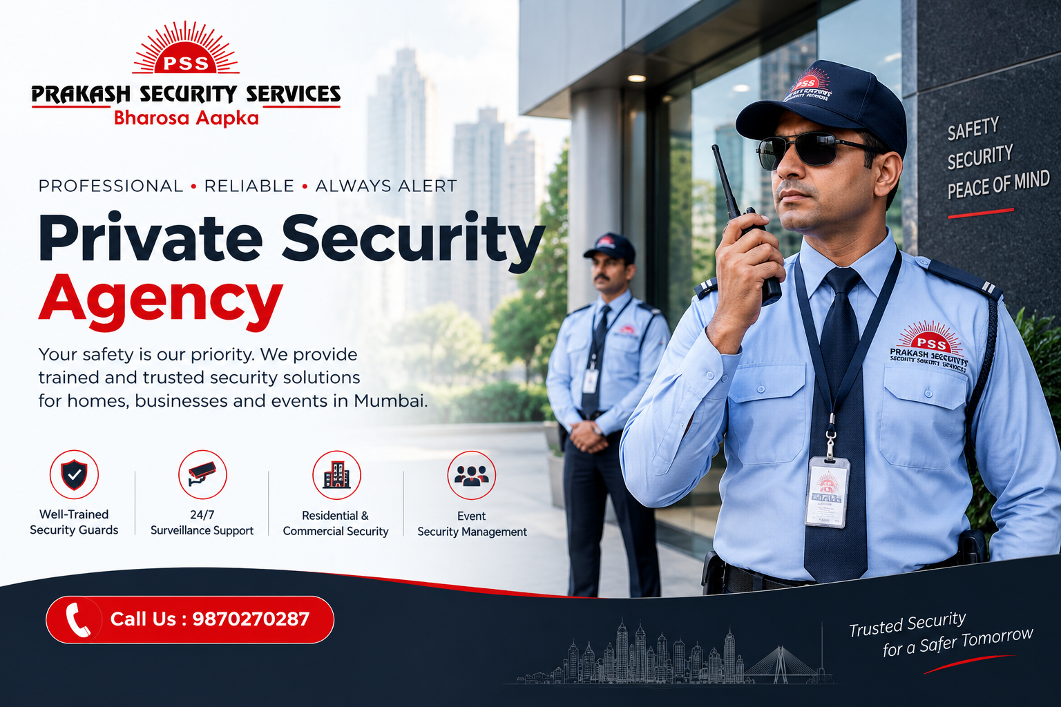 Professional security guards providing private security services for residential, commercial, and event properties in Mumbai.
