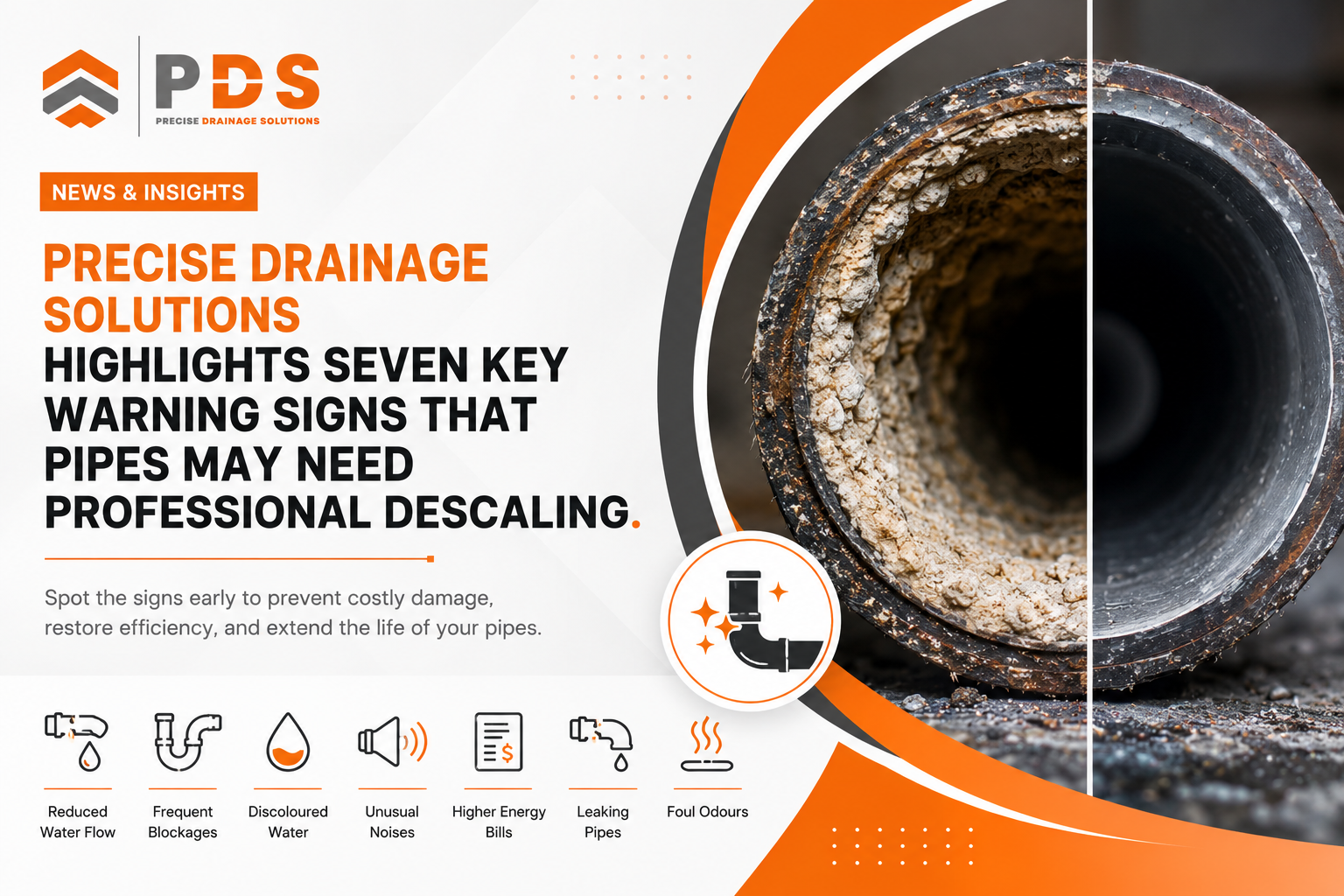 Precise Drainage Solutions Highlights Seven Key Warning Signs That Pipes May Need Professional Descaling