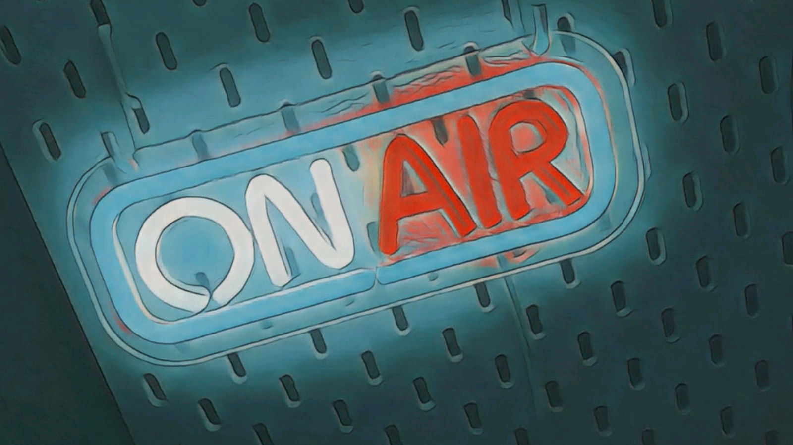 Neon ON AIR logo, comical