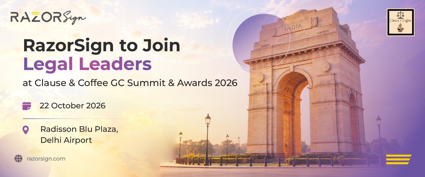 RazorSign at the Clause & Coffee GC Summit & Awards 2026 in New Delhi, bringing AI-first LegalOps conversations to general counsel and legal leaders.