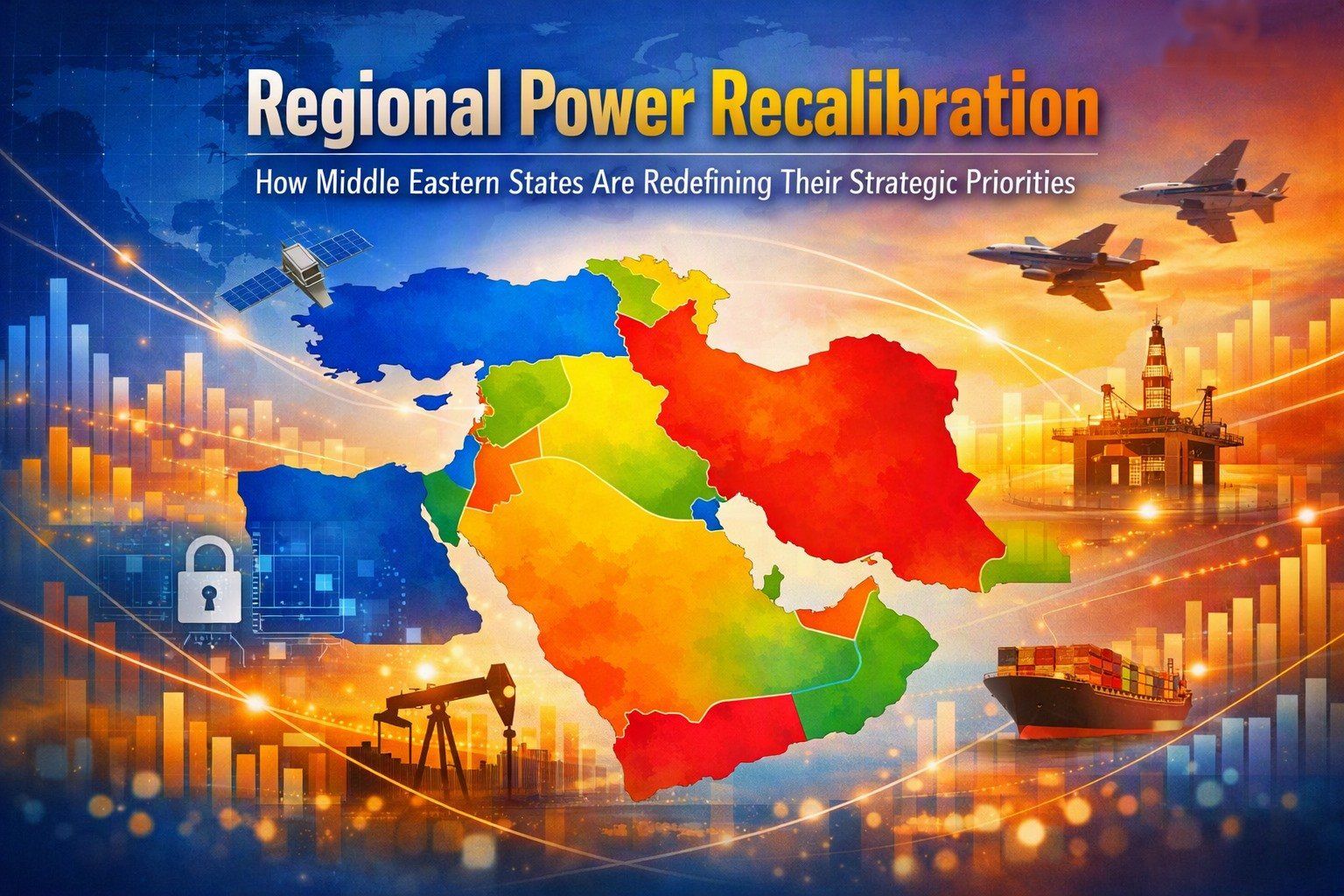 “Middle Eastern strategic recalibration and regional autonomy, highlighting economic diversification, evolving security priorities, and shifting geopolitical dynamics.”