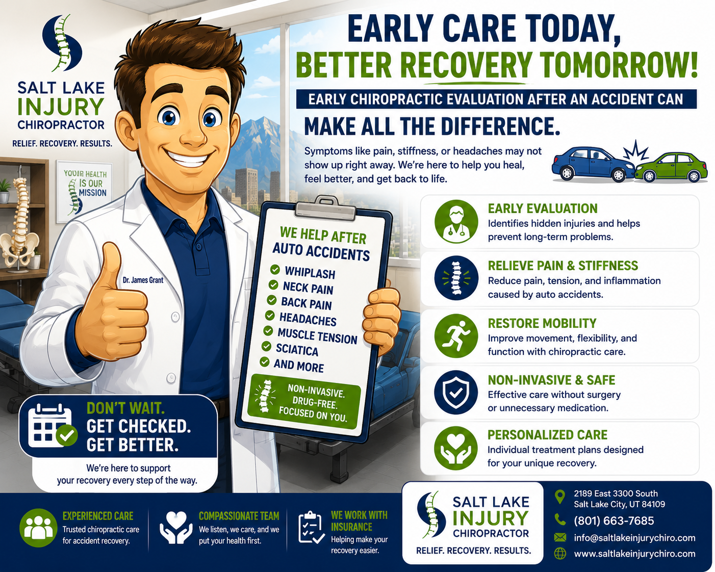 Salt Lake Injury Chiropractor Emphasizes Early Chiropractic Evaluation for Auto Accident Recovery in Salt Lake City