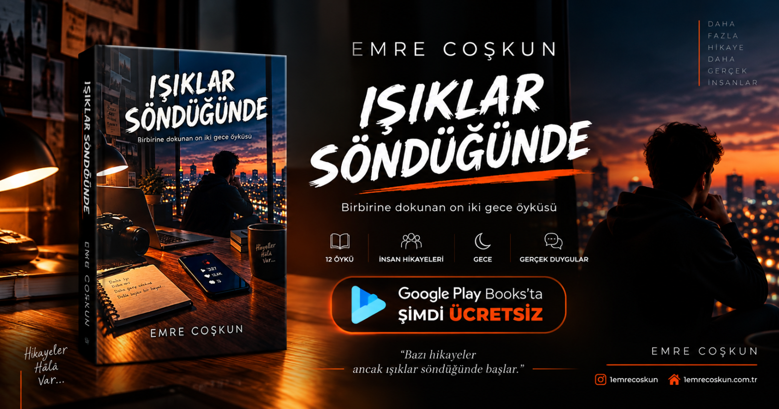 Emre Coşkun'un ilk kitabı Işıklar Söndüğünde kitap kapağı