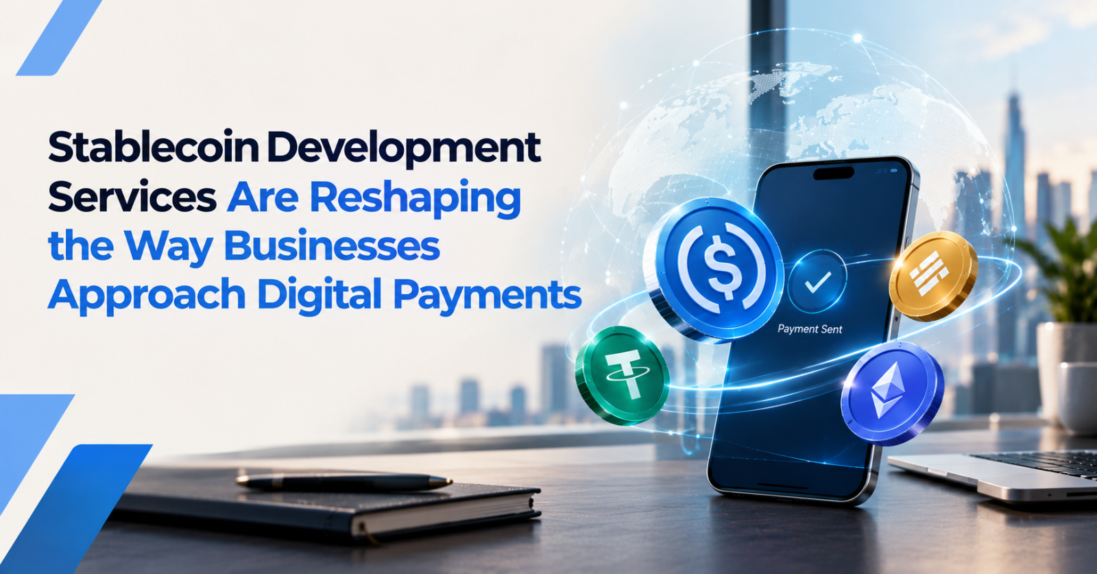 Stablecoin development services transforming digital payments with secure cryptocurrency transactions and modern business payment solutions.