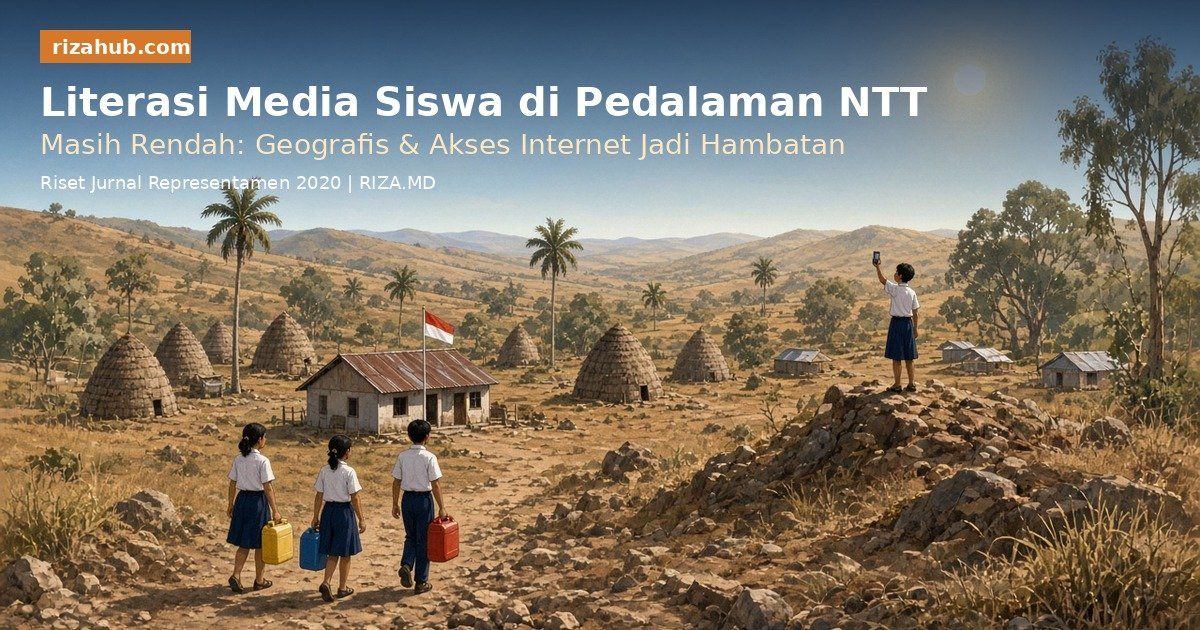 Schoolchildren walking through a dry hilly landscape in rural East Nusa Tenggara