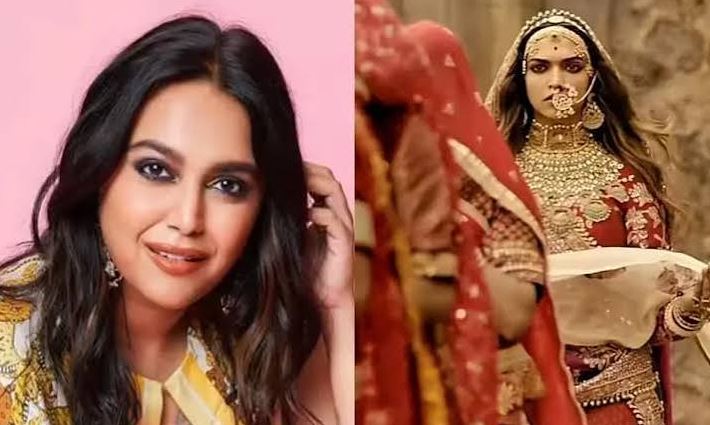 Swara Bhasker at the Women, Life, Freedom panel and Deepika Padukone as Rani Padmavati in Padmaavat, highlighting the Jauhar controversy.