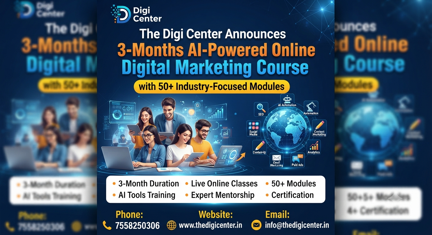 The Digi Center Announces 3-Months AI-Powered Online Digital Marketing Course with 50+ Industry-Focused Modules