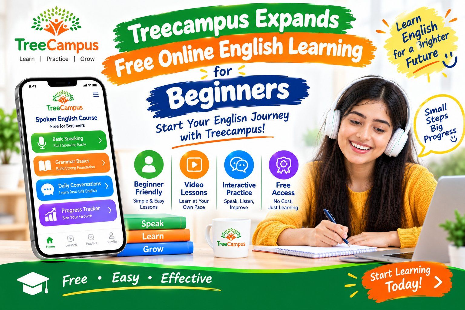 Treecampus Expands Free Online English Learning for Beginners